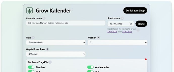 Der Grow Kalender für Deinen individuellen Zeitplan